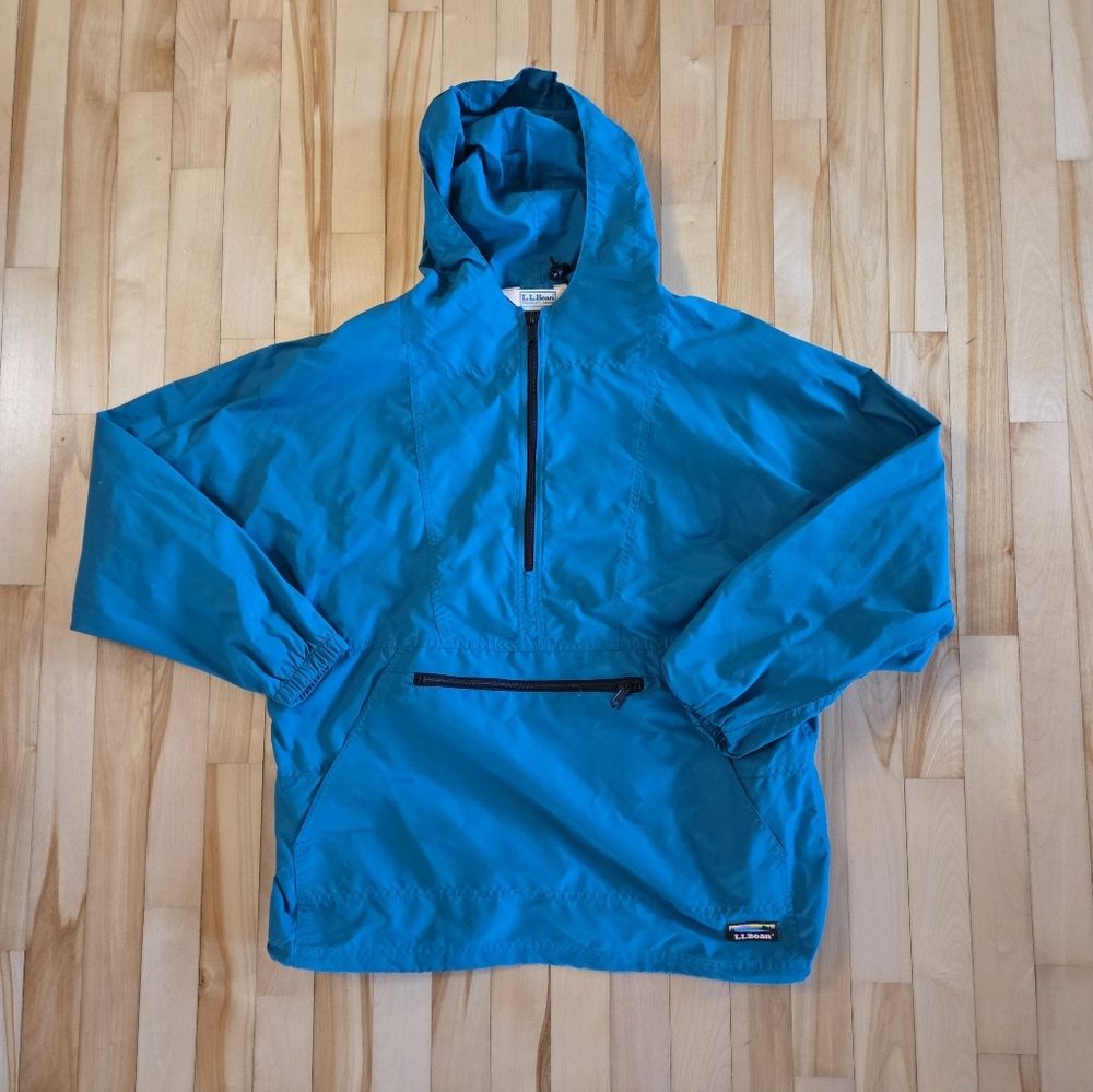 Teal Green Hooded Windbreaker Vintage Jacket L.L. Bean Size Medium